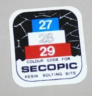 Retro Mining Sticker - Secopic Resin Bolting Bits Colour Code