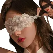 YOMORIO 2Pcs Lace Masquerade Blindfold Eye Mask Sexy Costume Lingerie Accessories Black White Adjustable Couple Party Masks,#2