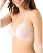 b.tempt'd by Wacoal Inspired Eyelet Front Close Contour T-Shirt Bra, Pink, 34DDD