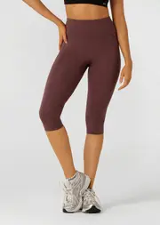 [Lorna Jane] Amy No Ride Phone Pocket 3/4 Leggings in Purple, Size - Large L Amethyst Shadow