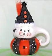 Johanna Parker Halloween Ghost Mug with Spider Hat Topper Set