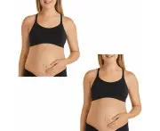 2x Bonds Maternity Nursing Breastfeeding Pregnancy Seamfree Crop Bra Black