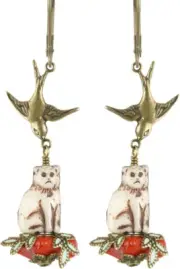 Hand Painted Artisan Earrings - Go Away Cat