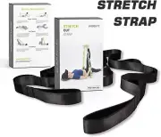 Koolife Stretching Yoga Strap with Carry Bag 12 Loops 1.5" x 8' Black