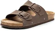 [FITORY] Womens Flat Sandals with Cork Footbed, Open Toe Slides Adjustable Slip On Slippers for Summer Size 6-11