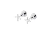 MEIR Round Brass Cross Handle Shower Wall Taps - Chrome