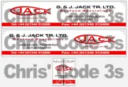 Code 3 Adhesive Trailer Decal - G & J Jack Seafoods - 1/50 1/64 1/76 1/87 1/148