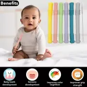 6PCS Baby Silicone Teething Chewer Toys High Quality Teether Hollow Tubes