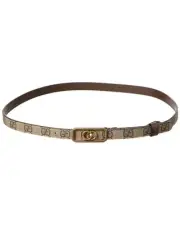 Gucci Interlocking G Gg Supreme Canvas & Leather Belt Women's