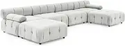 Foret 6 Seater Sofa Modular Arm Ottoman Tufted Velvet Lounge Couch Chaise Beige