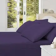 Noble Comfort Linen 16-20 inches Pocket 400 TC 100% Egyptian Cotton Hotel Finish Adjustable 1-Piece Waterbed Fitted Sheet.(Twin XXL, Stripe, Purple)