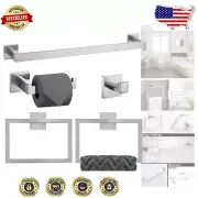 Stylish Brushed Stainless Steel Towel Bar Set - 5 Essential Bathroom Accessories