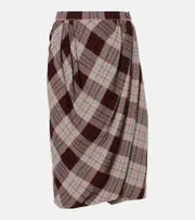 [Vivienne Westwood] Vivienne Westwood Drunken Drape checked midi skirt AU 4 grey