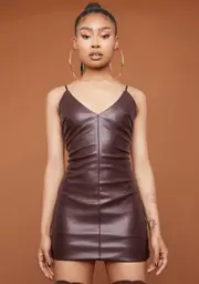 Cocoa Open Your Eyes Faux Leather Mini Dress