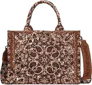 [Montana West] Sparkly Tote Bag Cashew Flower Satchel Handbags Western Top Handle Purses