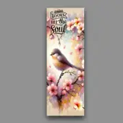 Books fill the soul bookmark cherry tree blossoms cute bird gift for readers