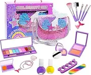 Huayeex Toddler Makeup Set - 19x Play Makeup Kit - Washable Make Up Toy, Real Makeup Girls Toy for Birthday Christmas Kids 3 4 5 6 7 8 9 10 11 12 Years Old