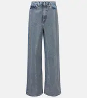 [Stella McCartney] Stella McCartney Crystal-embellished wide-leg jeans 24 blue