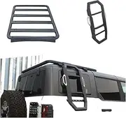 Roof Rack Basket Cargo Carrier Basket Side Foldable Liftable Ladder Compatible for Ford Bronco 2021-2024 Window Roof Step Ladder