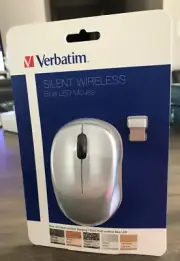 NEW SEALED Verbatim Mouse Blue LED Wireless f/PCs & Macs Silver/Black 99777