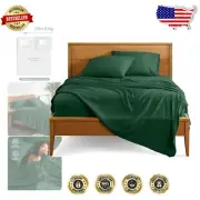 Forest Green 4-Piece Split Head Flex King Microfiber Sheets - Deep Pocket Design