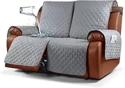Ruaozz Waterproof Recliner Sofa Cover Couch Covers 1-Piece Washable Reclining Sofa Cover Furniture Protector with Elastic Straps Pocket for Kids, Dogs, Pets (Light Grey, 2 seater)