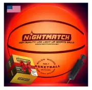 New Sealed! NIGHTMATCH Glow in The Dark LED Light Up Basketball - Color: Orange