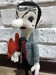 MR BEAN Amigurumi Doll HANDMADE Mr Bean - Crochet Rowan Atkinson NEW 10.6 inches