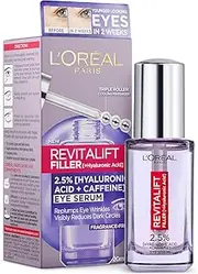 L’Oréal Paris Eye Serum, Energising & Smoothing, Revitalift Filler 2.5% Hyaluronic Acid + Caffeine, 20 ml