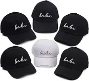 Bachelorette Bride Caps – Tribe Prop Comfortable Fit Supplies Cute Embroidery Baseball Cap for & Bridesmaids– Black (5) White (1), 5 and 1