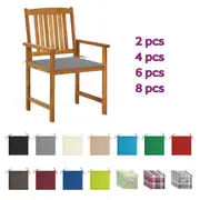 1/2x Solid Acacia Wood Chairs with Cushions Wooden Seat Multi Colours vidaXL