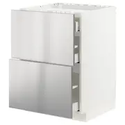 METOD / MAXIMERA base cab f hob/2 fronts/3 drawers, white/Vårsta stainless steel, 60x60x80 cm