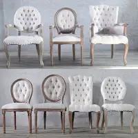 在飛比找Yahoo!奇摩拍賣優惠-現貨 圍椅 椅子 木椅 實木復古書房椅法式美式歐式古典餐椅布