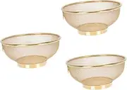 3pcs Stainless Steel Filter Vegetable Water Drainer Metal Drainer Bowl Sink Filter Mesh Colander Mesh Net Strainer Basket Mesh Strainer Bowl Metal Colander Cleaning Machine Fruit