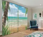 Coconut Tree Beach 3D Curtain Blockout Photo Printing Curtains Drape Fabric