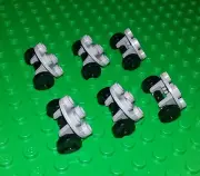 *NEW* Lego Grey Wheels Round bases Small Black Axles Cars Planes - 6 pieces