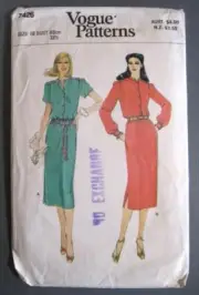 Vintage 1980s Vogue 7426 dress sewing pattern factory folded Size 10