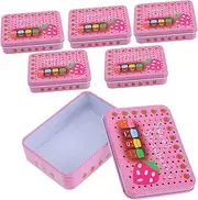 MUELODSIC 6pcs Cute Cartoon Mini Tinplate Storage Box Portable Rectangle Containers for Organizing Cards Jewelry and Small Items for Crafts