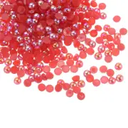 3000pcs ABS Half Pearl Beads 4mm Flat Back Imitation Pearl Colorful Red
