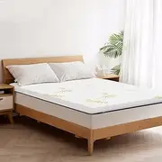 Memory Foam Mattress Topper with Bamboo Cover - Double Size, 6cm Mattress Pad Bed Cushion with Removable Washable Cover,Comfort Support Pressure Relief, 187x137x6cm