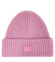 [Acne Studios Kids] Acne Studios Kids Face ribbed-knit wool beanie Y 4 pink