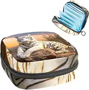 Period Bag,Sanitary Napkin Storage Bag,Animal Tiger Stone Forest,Tampon Holder for Purse