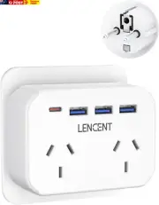Europe Travel Adapter, Type-E/F Power Plug with 2 Outlets & USB-C Charger, for A