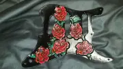 Fender Stratocaster leather pickguard, "Roses"custom made new design hand made