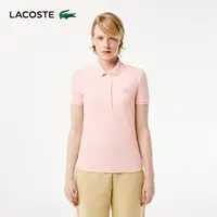 在飛比找momo購物網優惠-【LACOSTE】女裝-緊身彈性棉短袖Polo衫(粉紅色)