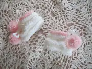 NO DOLL BEAUTIFUL BONNET&BOOTIES HAND KNIT BY ME FOR 15" TINY TEARS BETSY WETSY