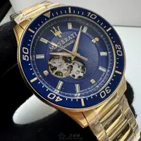 在飛比找ETMall東森購物網優惠-MASERATI 瑪莎拉蒂男錶 44mm 金色圓形精鋼錶殼 