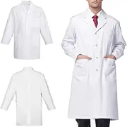 Scientist Long Sleeve Uniform White Lab Coat Men Women Clinic Doctor Workwear Un