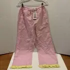 Dora Larsen Emelie linen and organic cotton-blend pajama Bottom Size 6 NWT