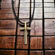 Cross Black Cord Necklace Gold Metal Finish (cc2-g) NWT